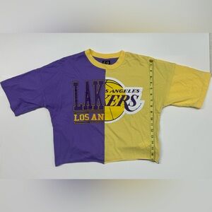 Vintage-Style Los Angeles Lakers Split Tee – Bold Purple & Gold